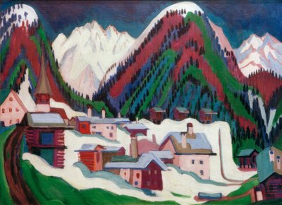 Landsbyen Monstein nær Davos af Ernst Ludwig Kirchner