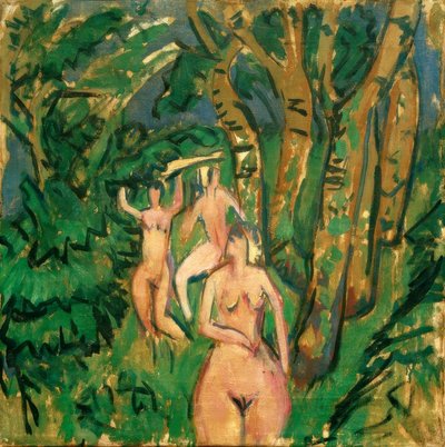 Tre nøgenbilleder i skoven af Ernst Ludwig Kirchner