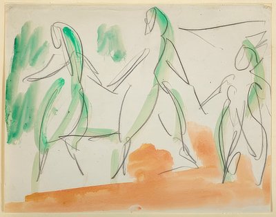 Tre dansere. Folkwang skitsebog fra 1911 (s. 34) af Ernst Ludwig Kirchner