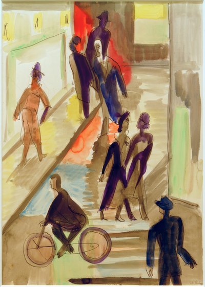 E.L. Kirchner, gadebillede med en cykel af Ernst Ludwig Kirchner