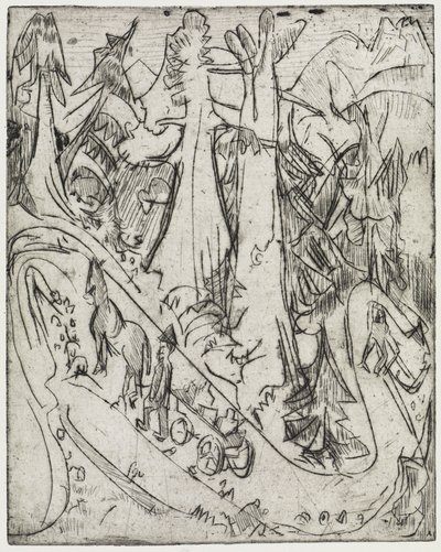 Inddrivning af geder/mælkevogne på bjergstien af Ernst Ludwig Kirchner