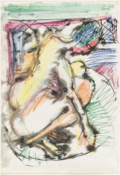 Erna bader i badekar af Ernst Ludwig Kirchner
