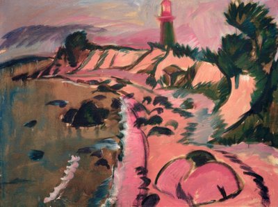 Femern kyst med fyrtårn af Ernst Ludwig Kirchner