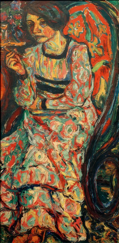 Kvinde i en gyngestol (Emmi Frisch) af Ernst Ludwig Kirchner