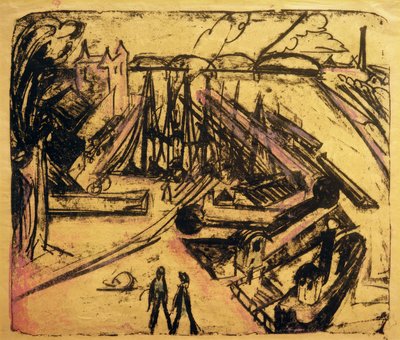 Freihafen Frankfurt am Main af Ernst Ludwig Kirchner