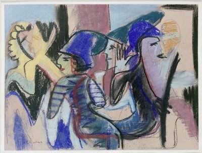 Fünf Personen im Café af Ernst Ludwig Kirchner