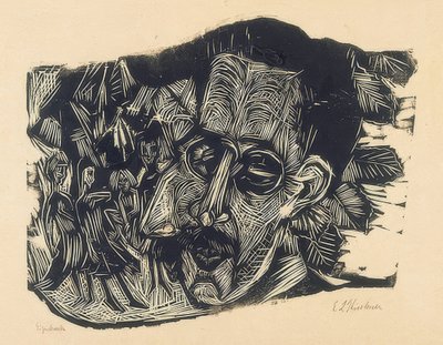 Leder Dr. Ludwig Binswanger og små piger. 1917/18 af Ernst Ludwig Kirchner