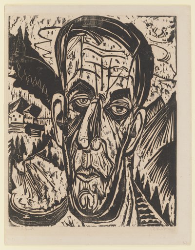Hovedet af Van de Velde, lyst. – Van de Velde mellem bjergene af Ernst Ludwig Kirchner