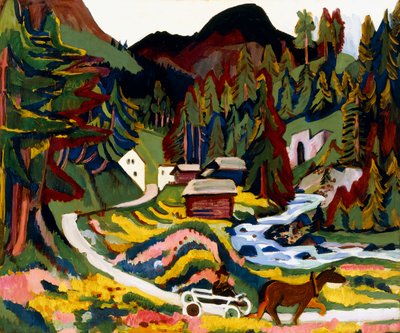 Landskab i foråret, Sertig, 1924-25 af Ernst Ludwig Kirchner