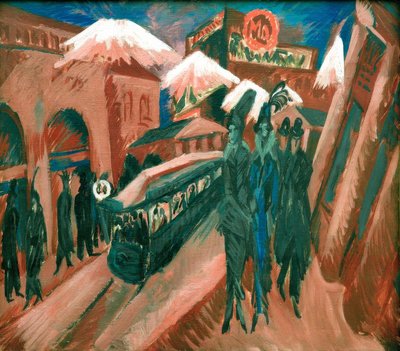 Leipziger Strasse med elektrisk tog af Ernst Ludwig Kirchner