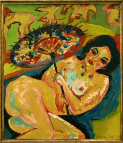 Piger under en japansk paraply af Ernst Ludwig Kirchner