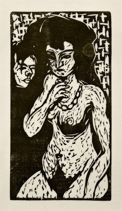 Nøgen pige med selvportræt af Ernst Ludwig Kirchner
