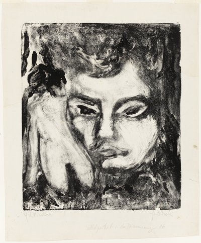 Mandshoved med nøgen kvinde af Ernst Ludwig Kirchner