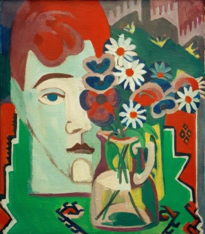 Millers hoved med blomster af Ernst Ludwig Kirchner