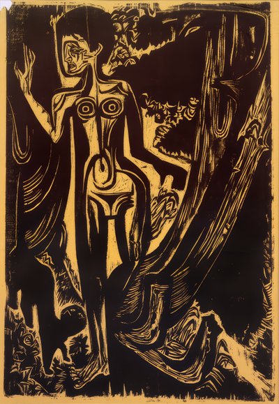 Nøgen kvinde i skoven af Ernst Ludwig Kirchner