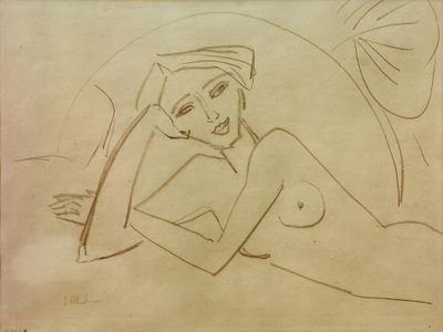 Nøgen pige liggende af Ernst Ludwig Kirchner