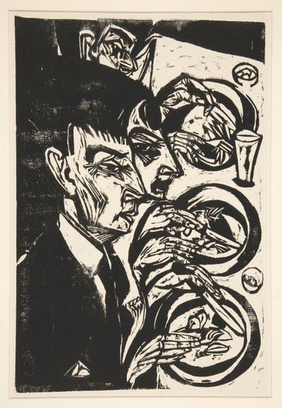 Nervoese beim Diner (Nervøse mennesker til middag) af Ernst Ludwig Kirchner