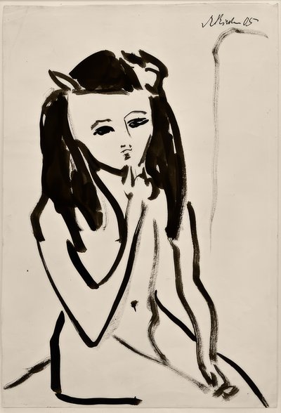 Uden titel (Fränzi som nøgen, hånd på hagen) af Ernst Ludwig Kirchner