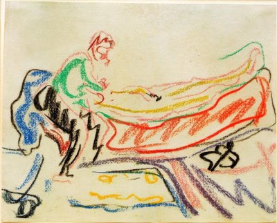Par på canapé (Erich Heckel og model) af Ernst Ludwig Kirchner