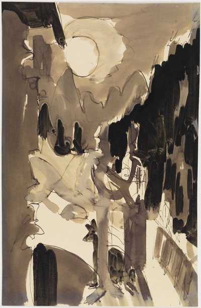 Et par i måneskinnet foran huset af Ernst Ludwig Kirchner