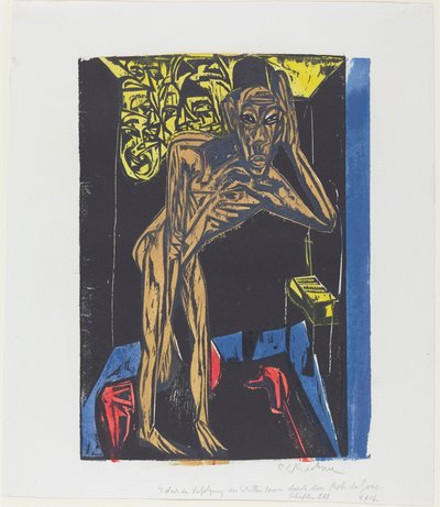 Peter Schlemihls vidunderlige historie: Schlemihl i ensomheden på sit værelse af Ernst Ludwig Kirchner