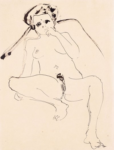Liggende nøgen; Liggende nøgen, 1919 af Ernst Ludwig Kirchner