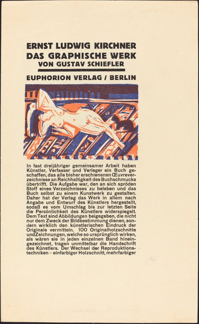 Liggende nøgen med kat (Illustration for Ernst Ludwig Kirchner: Das Graphisches Werk) af Ernst Ludwig Kirchner