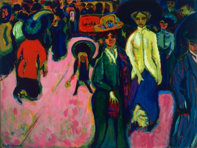 Street, Dresden (Tyskland). Maleri af Ernst Ludwig Kirchner (1880-1938), olie på lærred af Ernst Ludwig Kirchner