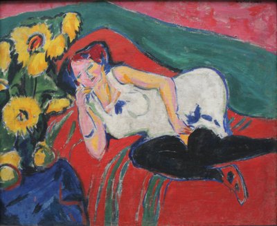 Hvilende kvinde i hvid skjorte af Ernst Ludwig Kirchner