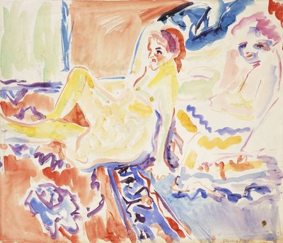 Sidder og ligger af Ernst Ludwig Kirchner