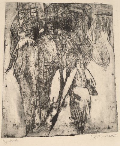 Gadescene med en omnibus af Ernst Ludwig Kirchner