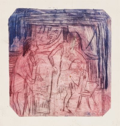 Scene i rummet. 1921 af Ernst Ludwig Kirchner