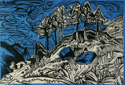 Træer på en bjergskråning af Ernst Ludwig Kirchner