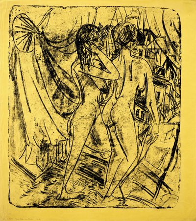 To nøgenbilleder ved vinduet, 1915 af Ernst Ludwig Kirchner