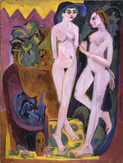 To nøgenbilleder i et rum af Ernst Ludwig Kirchner