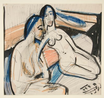 To siddende kvinder i studiet af Ernst Ludwig Kirchner