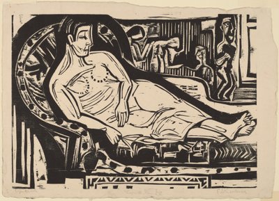 Kvinde liggende på en sofa af Ernst Ludwig Kirchner