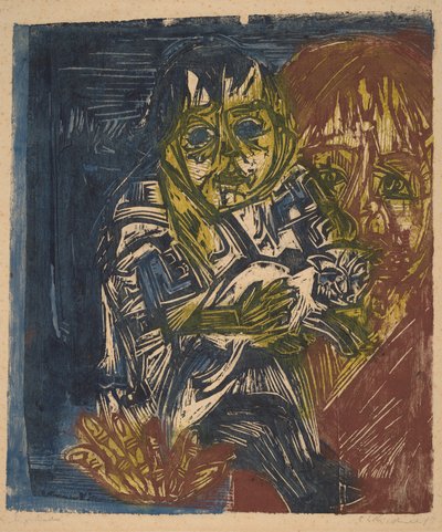 Kvinde med et barn og en kat af Ernst Ludwig Kirchner