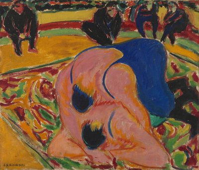 Wrestlere i et cirkus af Ernst Ludwig Kirchner
