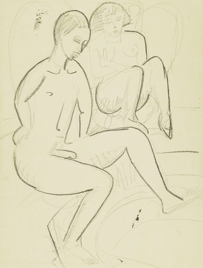 Ungt par på badeværelset af Ernst Ludwig Kirchner