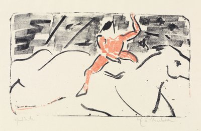 Cirkusrytter på en hvid hest (jockey) af Ernst Ludwig Kirchner