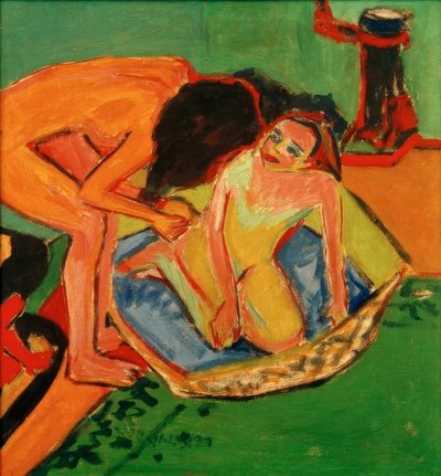 To nøgenbilleder med badekar og ovn af Ernst Ludwig Kirchner