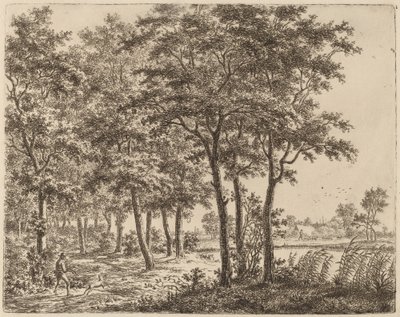 Landskab med en bonde, der bærer brænde, ca. 1800. af Ernst Willem Jan Bagelaar