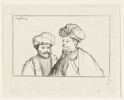 Portræt af to mænd med turbaner af Ernst Willem Jan Bagelaar