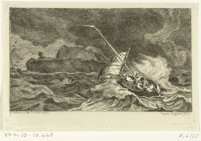 Sejlbåd på stormfuldt hav af Ernst Willem Jan Bagelaar