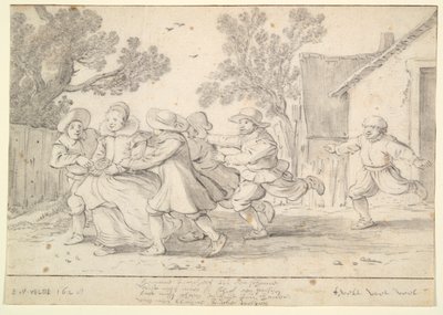 Drenge jagter en pige af Esaias van de Velde