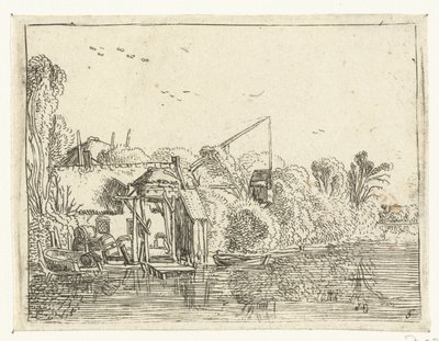Bryggeri ved bredden af ​​en flod Små landskaber (serietitel) af Esaias van de Velde