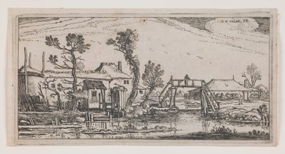 Farm Beyond a Canal, fra serien "Ten Oblong Landscapes" af Esaias van de Velde