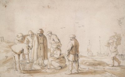 Fiskehandlere på stranden af Esaias van de Velde