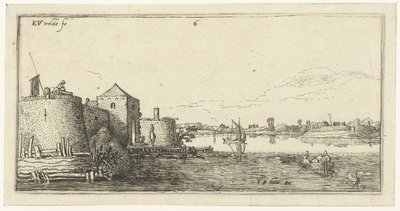 Fort med forsvar af Tholen ved Schelde Landskaber (serietitel) af Esaias van de Velde